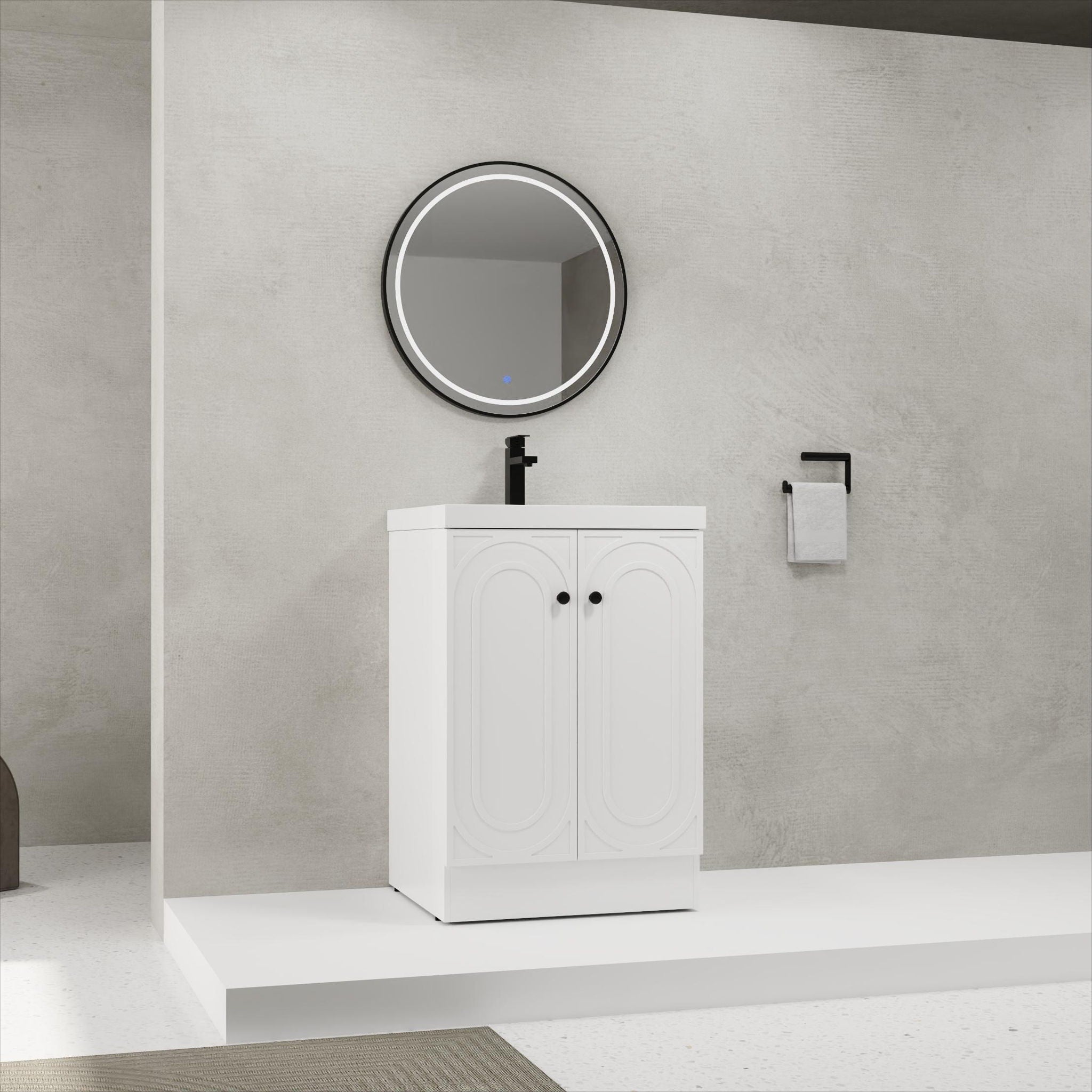 Contemporary Freestanding Bathroom Vanity With Resin Sink & Soft-Close Cabinet Doors by HouseOfZazla