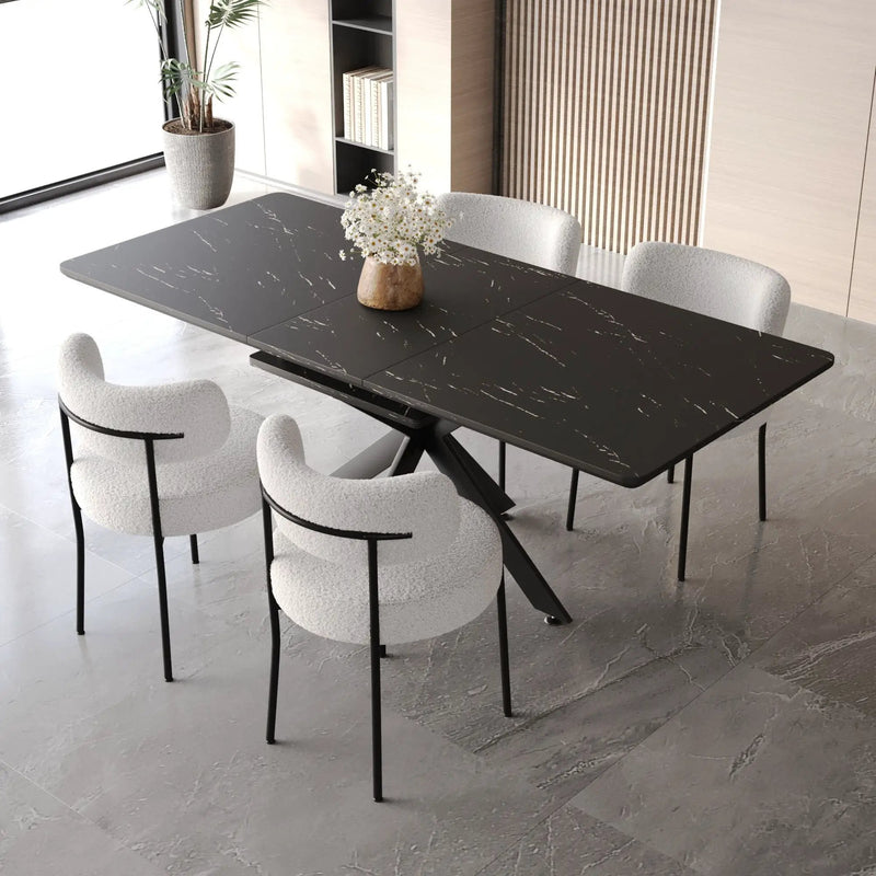 Extendable Dining Table Set With Curved Backrest Upholstered Chairs by HouseOfZazla