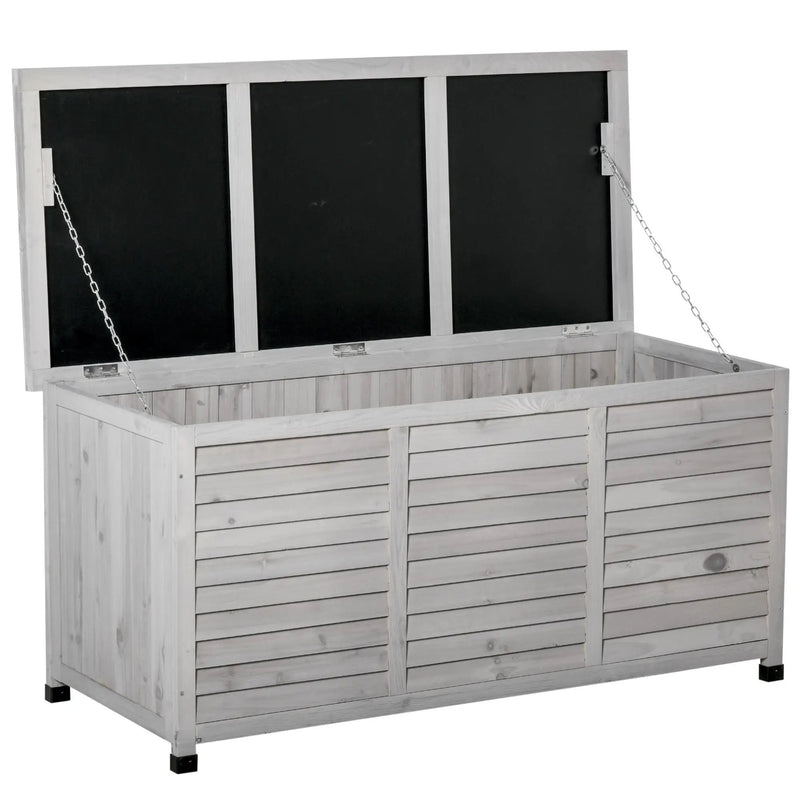 Outsunny - 75 Gallon Wooden Deck Box, Outdoor Storage Container With Aerating Gap & Weather-Fighting Finish - Gray by HouseOfZazla