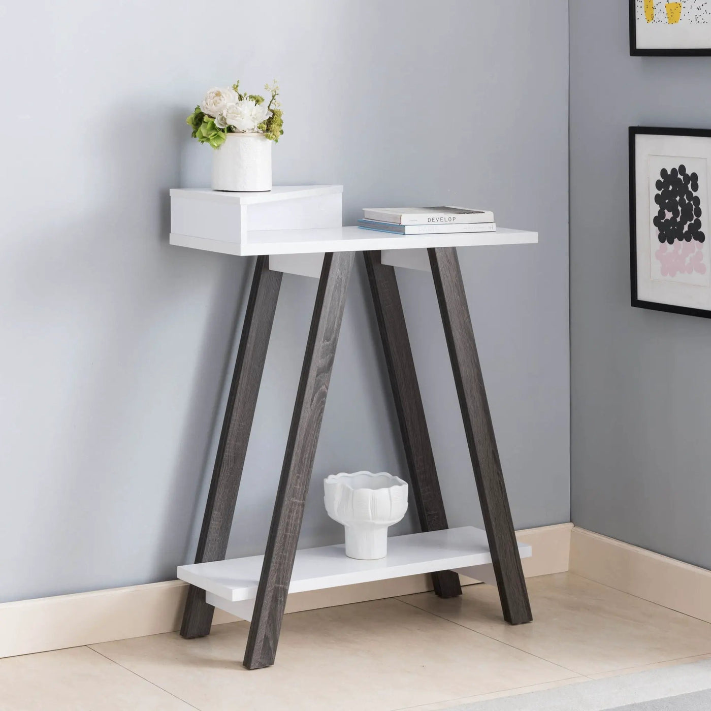 Contemporary Console Table With Two Shelves by HouseOfZazla