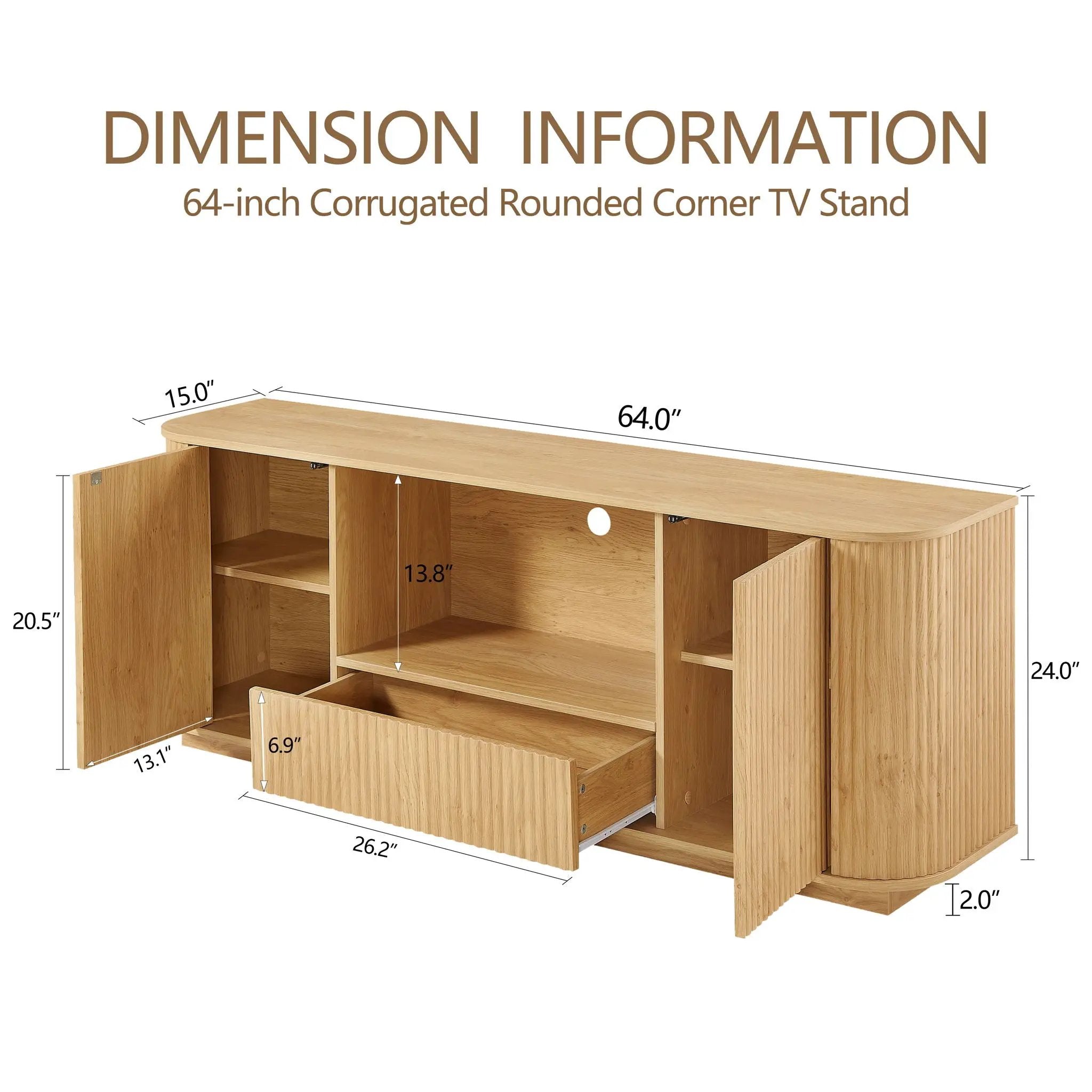 Modern Wavy TV Stand Rounded Sideboard With Storage Cabinet by Unique Piece Furniture