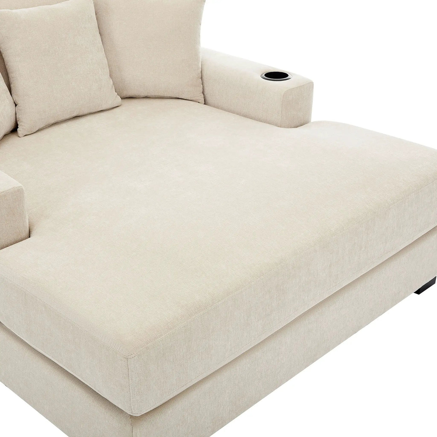 Oversized Chaise Lounger Modern Style Sofa Couch With Pillows, Charge Station & Cup Holders by HouseOfZazla