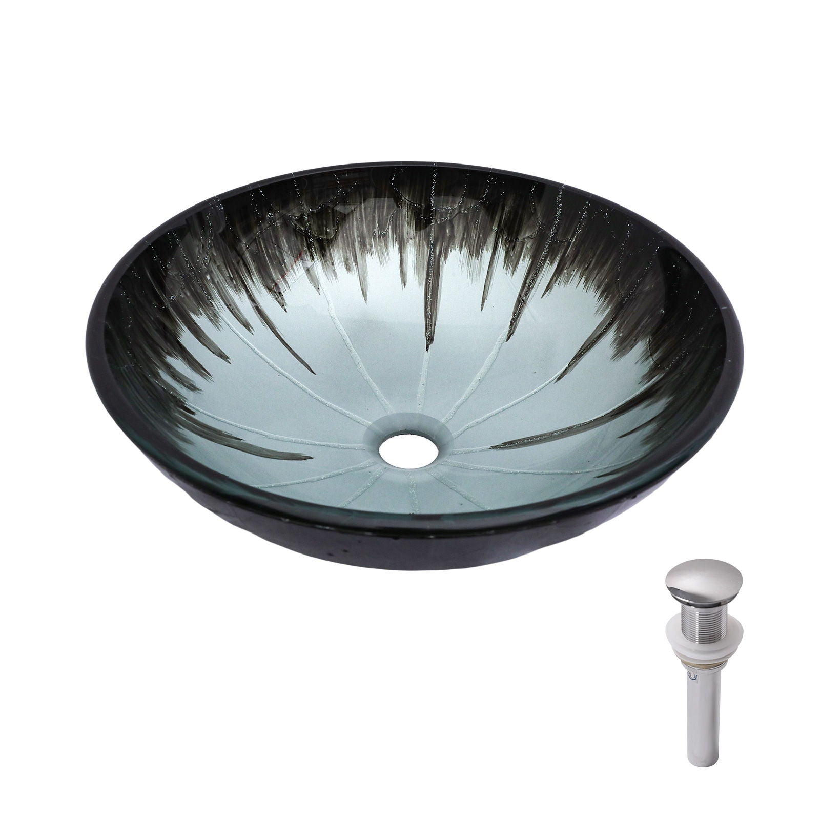 Crackle Vessel Sink With Pop Up Drain, Oval Bathroom Basin - Gray by HouseOfZazla