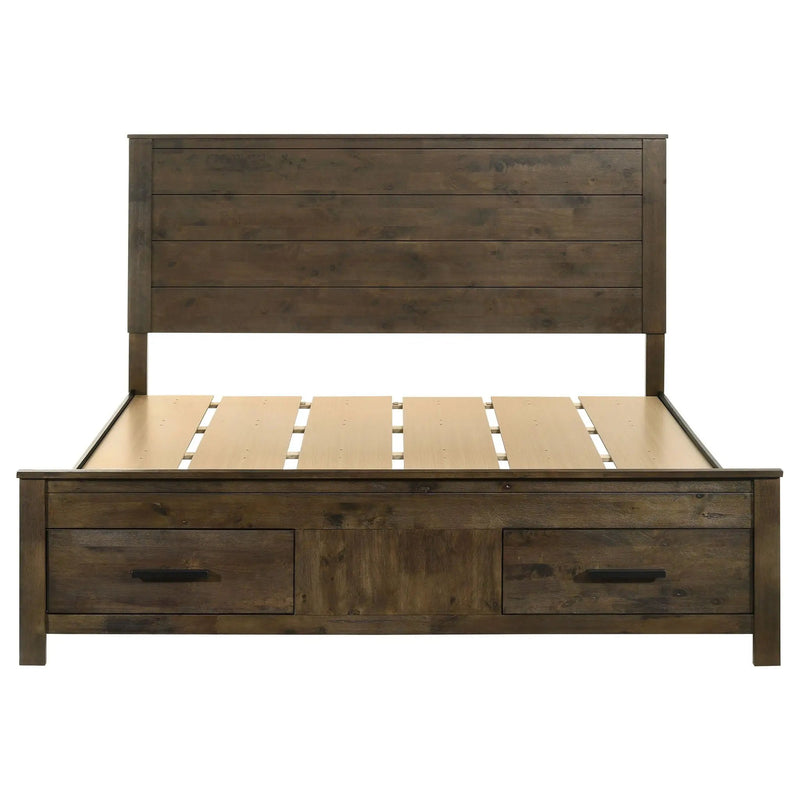 Woodmont Eastern King Storage Bed Rustic Golden Brown by Unique Piece Furniture