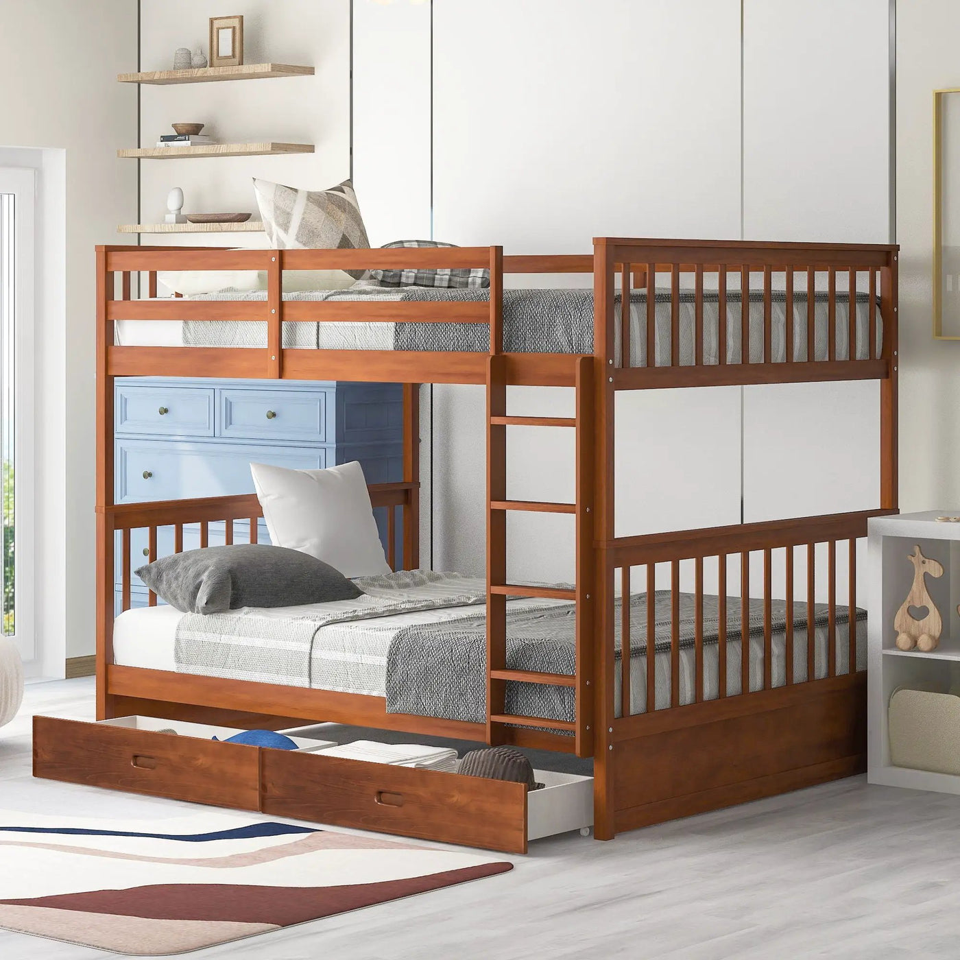 Bunk Bed With Ladders And 2 Storage Drawers by Unique Piece Furniture
