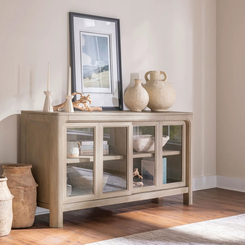 Solano Sliding Door Dining Sideboard Server Weathered Mango by Unique Piece Furniture