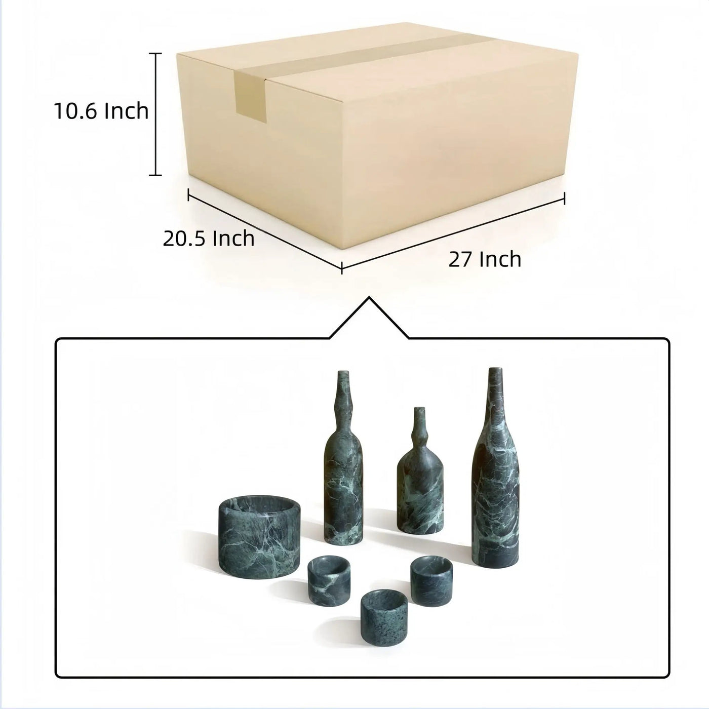 7 Pieces Luxury Natural Marble Living Room Accessories Set by HouseOfZazla
