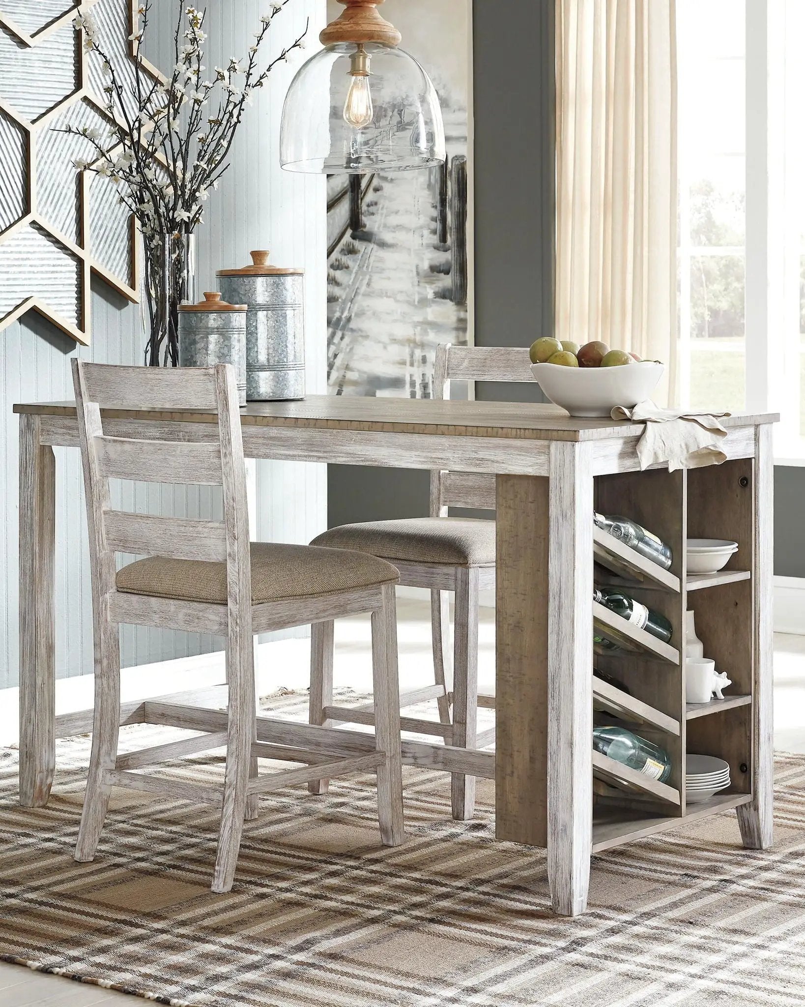 Skempton - Rectangular Counter Table With Storage - White by Unique Piece Furniture
