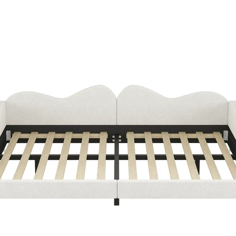 Upholstered Daybed, Sherpa Fabric Sofabed With Cloud-Shaped Backrest by Unique Piece Furniture