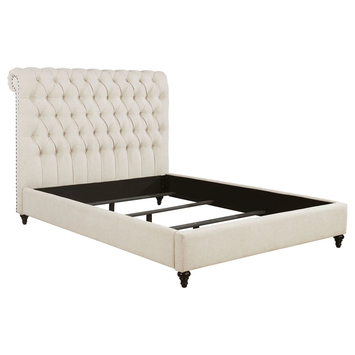 Clemence - Tufted Upholstered Bed With Rolled Back Design by HouseOfZazla
