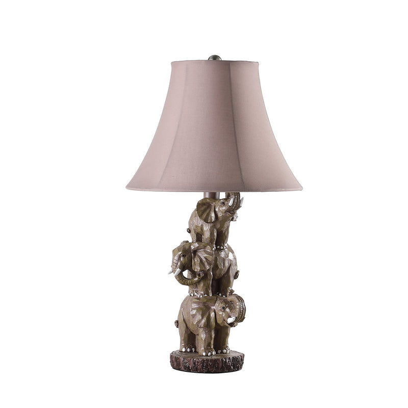 Wildlife Polyresin Table Lamp with 3 Stacked Elephants - Brown