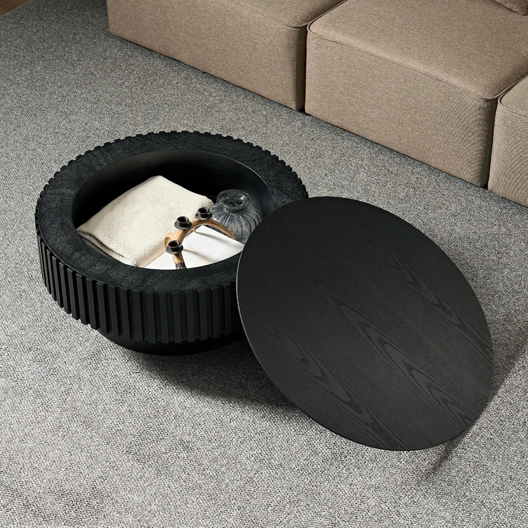 31.49'' Nesting Round Wood Coffee Table with Storage by HouseOfZazla