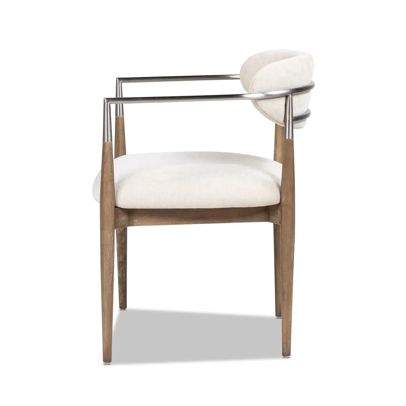Artemis - Mixed Material Upholstered Dining Arm Chair - Warm White by Unique Piece Furniture
