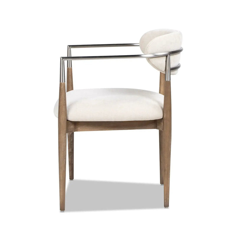 Artemis - Mixed Material Upholstered Dining Arm Chair - Warm White by Unique Piece Furniture