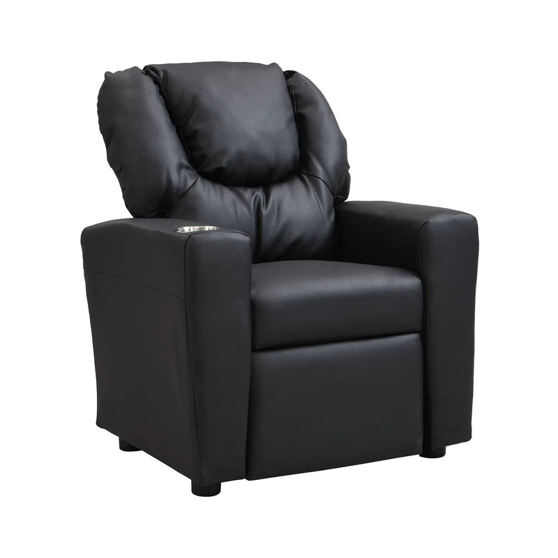 Sally Deluxe Kids Recliner Chair With Cup Holder - Black by Unique Piece Furniture