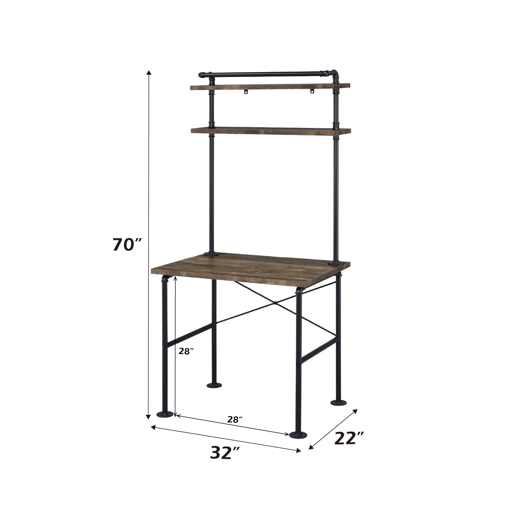 Ensata - Rustic Writing Desk - Black / Oak by Unique Piece Furniture