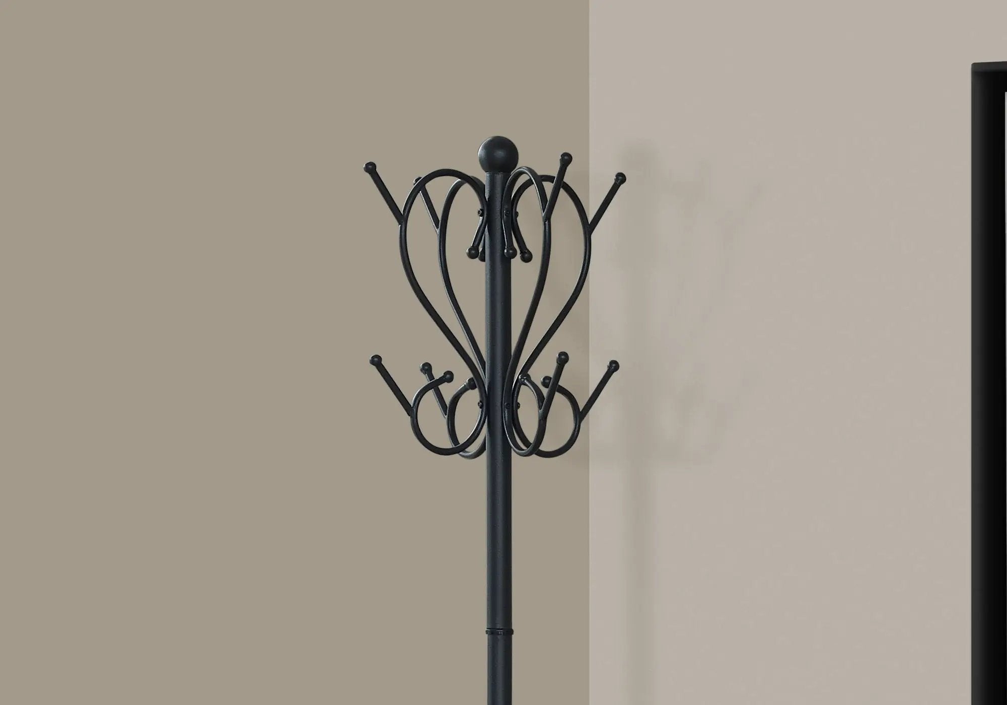 Coat Rack, Hall Tree, Free Standing, 8 Hooks, Entryway, Umbrella Holder, Transitional - Black by Unique Piece Furniture