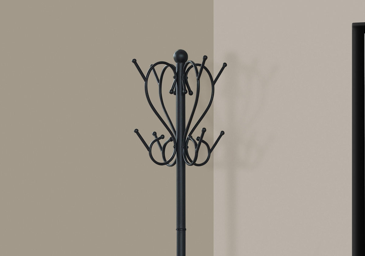 Transitional Black Freestanding Coat Rack with 8 Hooks - Black, photo 3 of 4