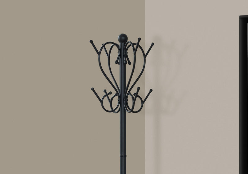 Transitional Black Freestanding Coat Rack with 8 Hooks - Black, photo 3 of 4