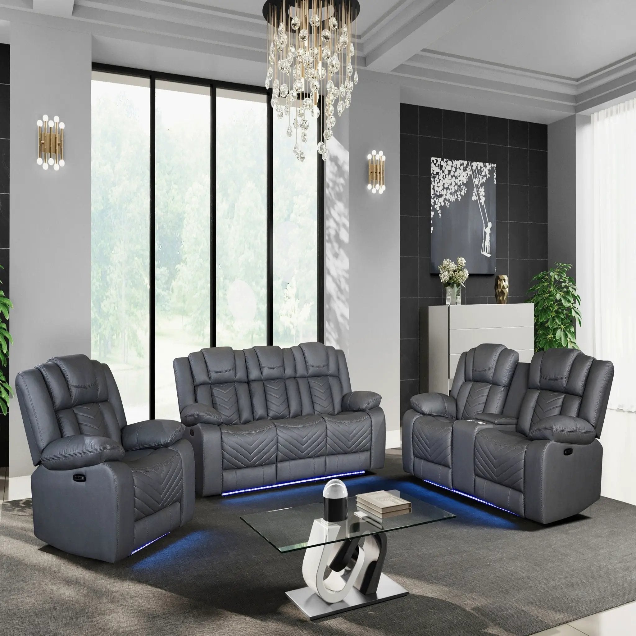 Raize - Power Recliner With LED Functionality - Gray by HouseOfZazla