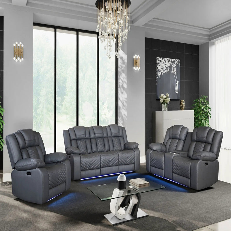Raize - Power Recliner With LED Functionality - Gray by HouseOfZazla