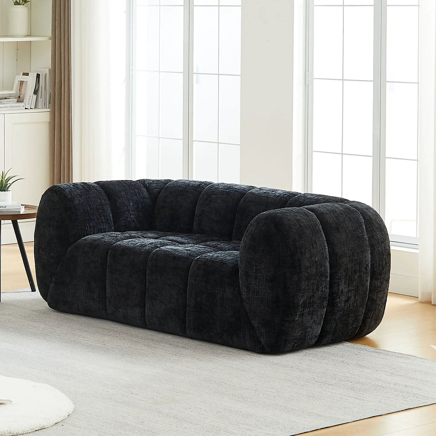 Quilted Cloud Sofa With Rounded Armrests And Piano Key Backrest Design by HouseOfZazla