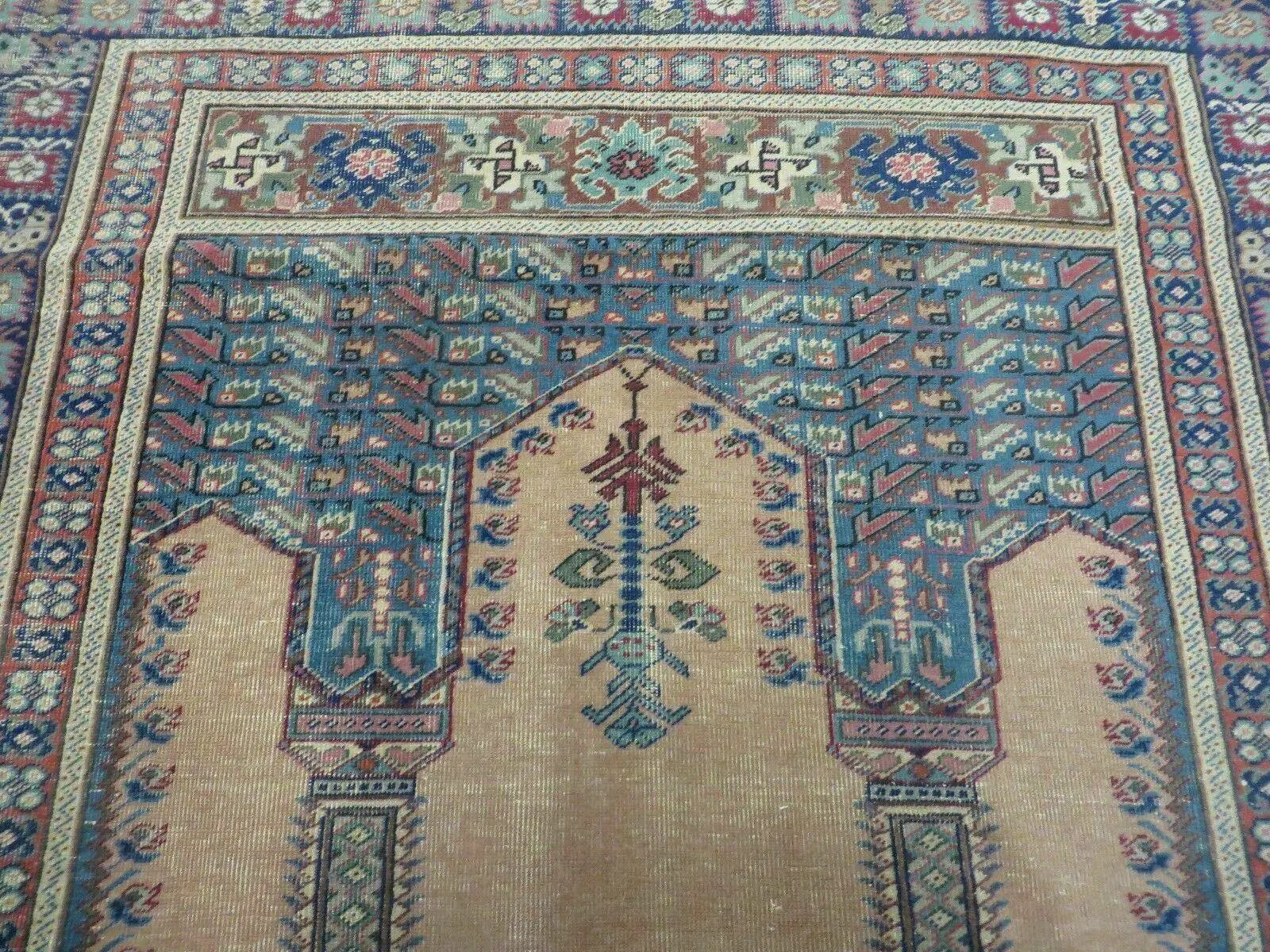 4' X 6' Antique Handmade Turkish Mehrab Prayer Wool Rug Lantern Beautiful by Jewel Rugs