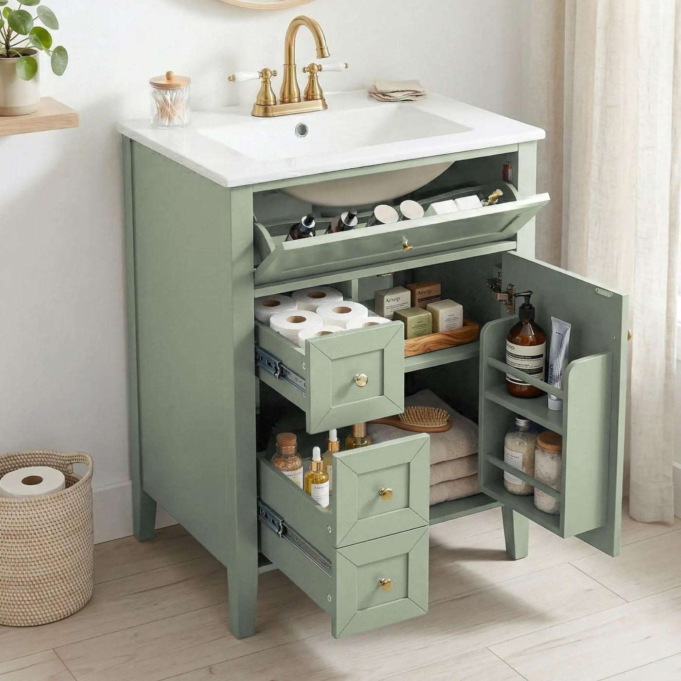 Bathroom Vanity With Sink, Soft Closing Cabinet by HouseOfZazla