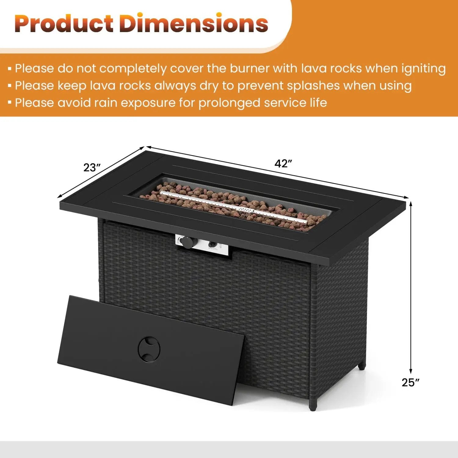 44.5" Propane Fire Pit Table with 50,000 BTU Burner by DirectDeals