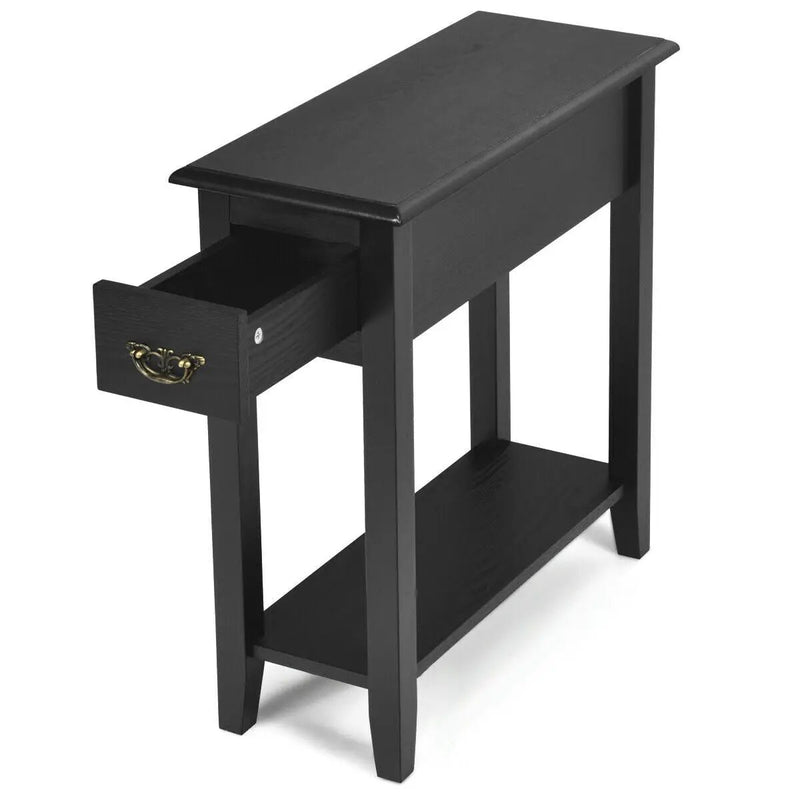 End Table Bedside Sofa End Table Narrow Nightstand with Wooden Legs by DirectDeals