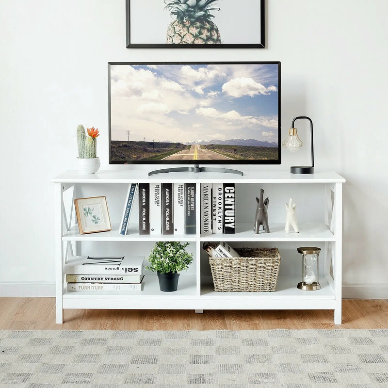 Wooden TV Stand Entertainment for TVs up to 55 Inch with X-Shaped Frame by DirectDeals