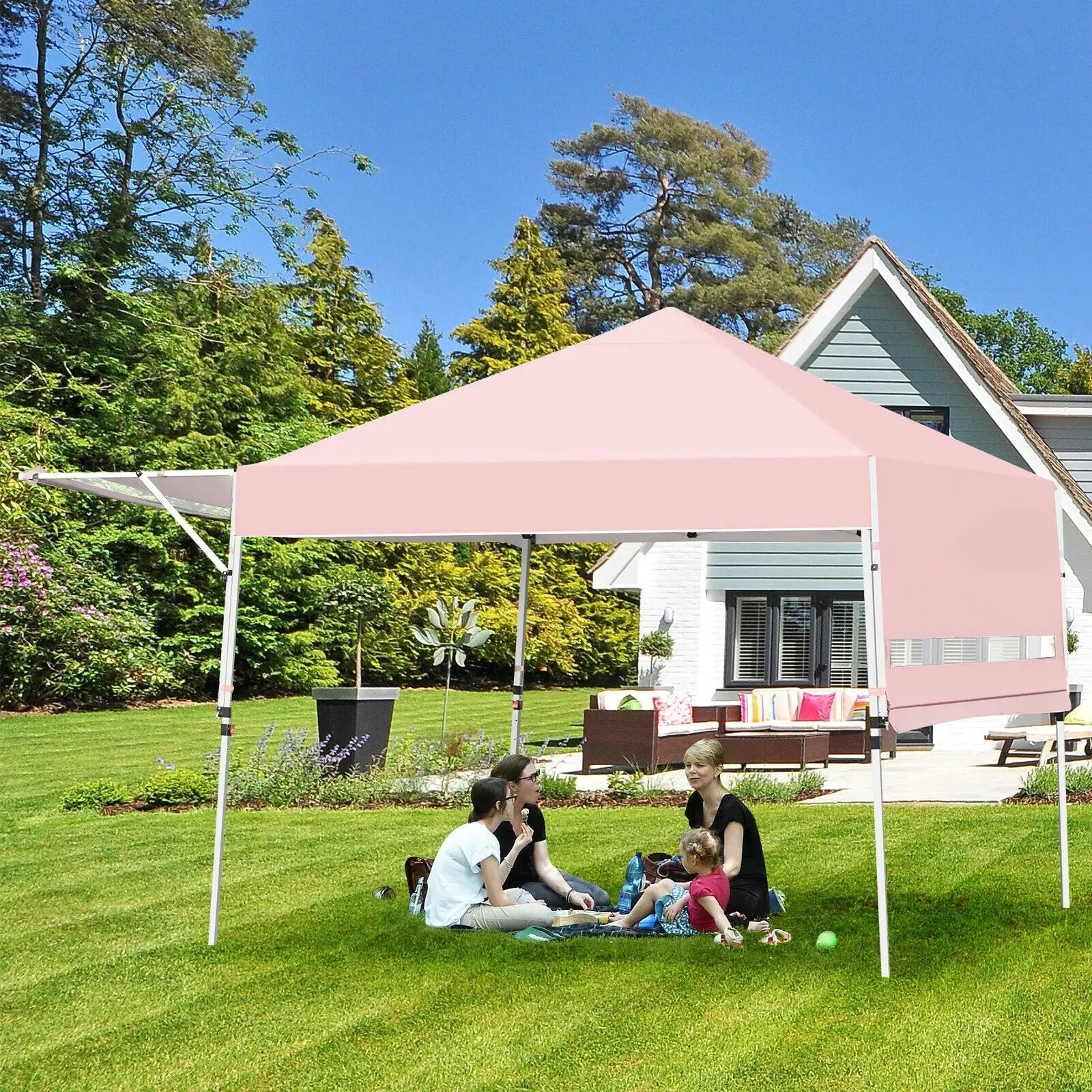17 Feet x 10 Feet Foldable Pop Up Canopy with Adjustable Instant Sun Shelter by DirectDeals