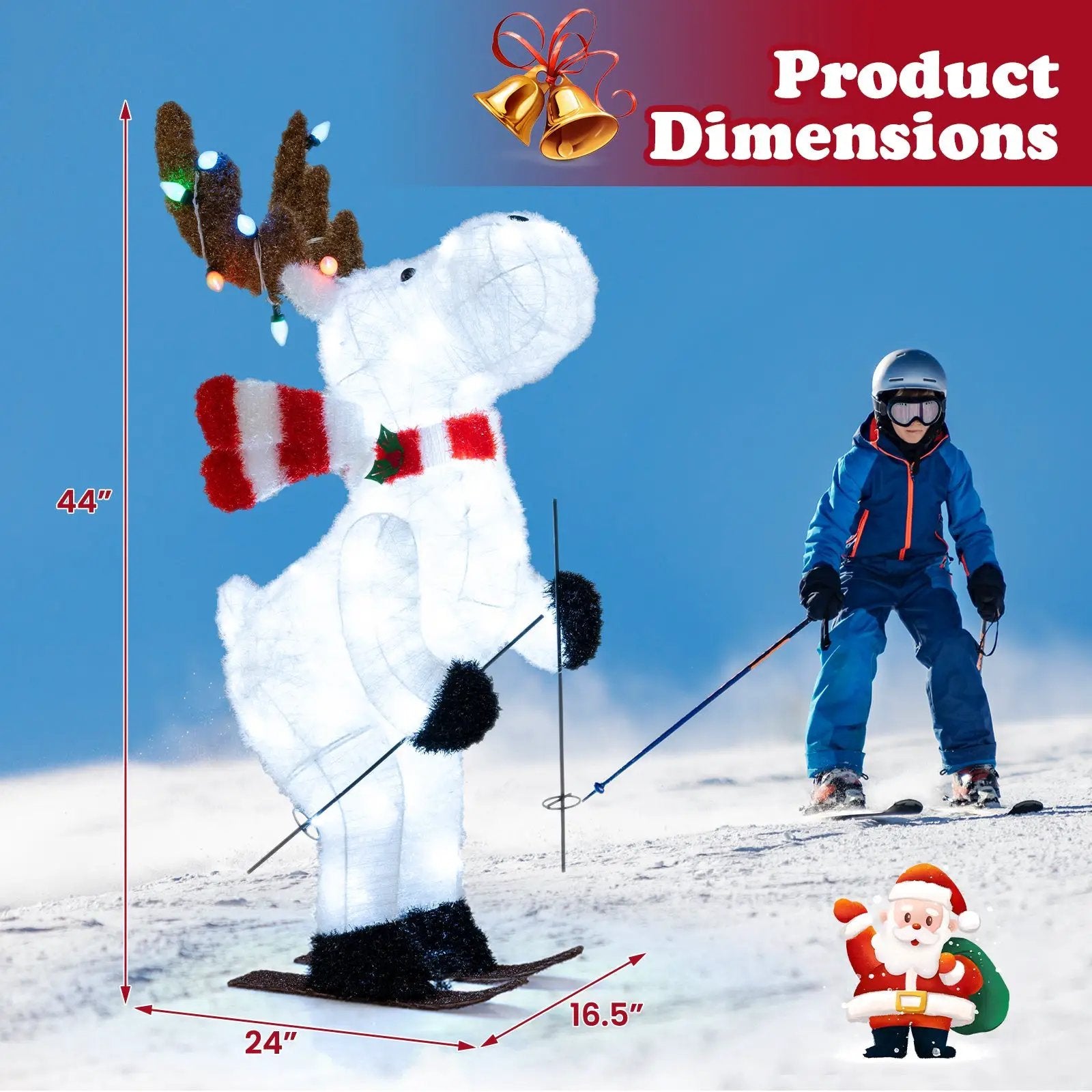 44" Animated Christmas Reindeer Pre-lit Skiing Deer Decoration by DirectDeals