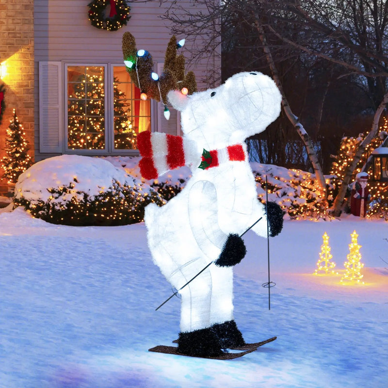 44" Animated Christmas Reindeer Pre-lit Skiing Deer Decoration by DirectDeals