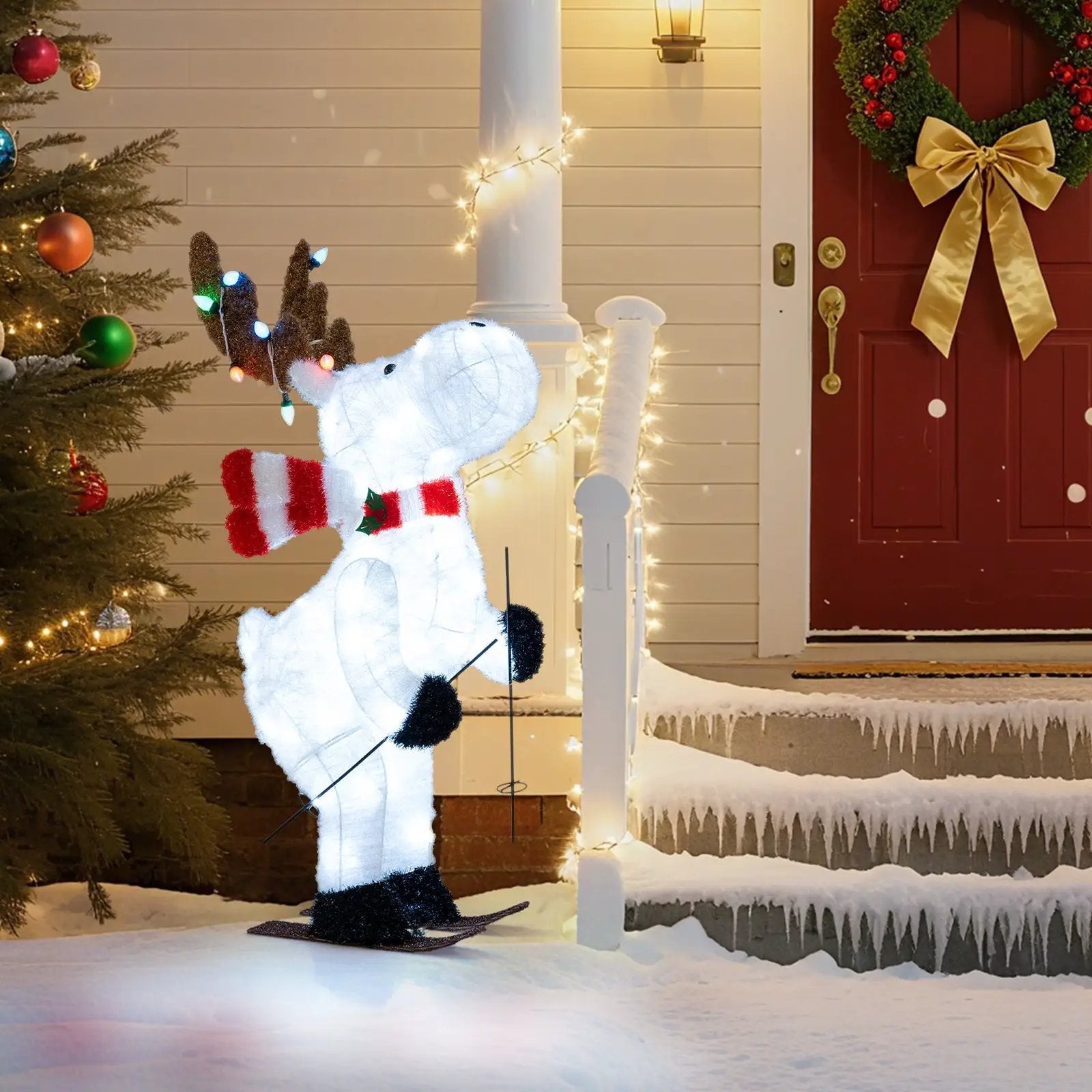 44" Animated Christmas Reindeer Pre-lit Skiing Deer Decoration by DirectDeals