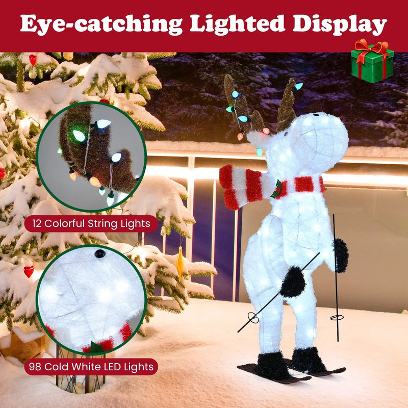 44" Animated Christmas Reindeer Pre-lit Skiing Deer Decoration by DirectDeals