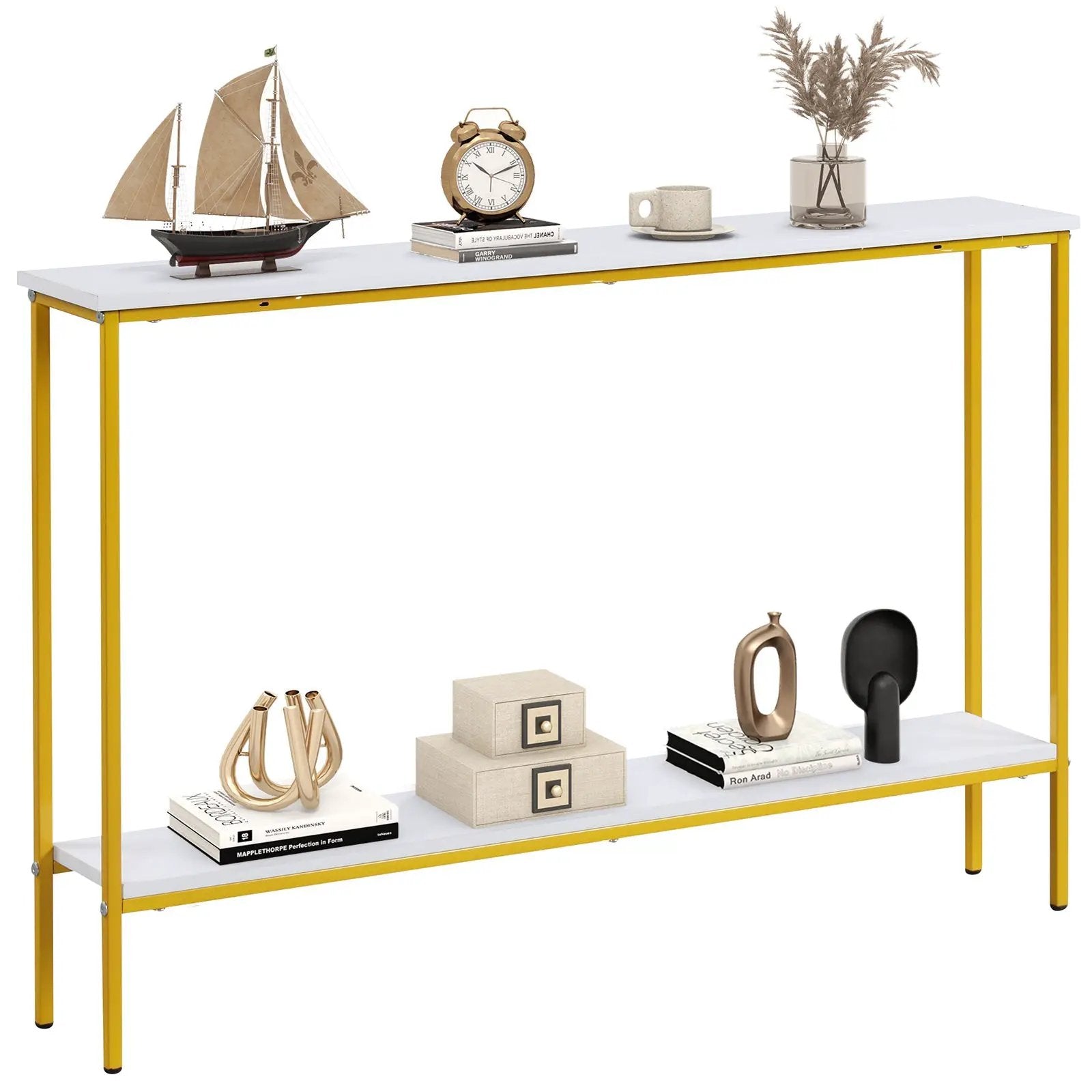 44 Inch Console Table with Shelf with Dual Anti-Tipping Kits by DirectDeals