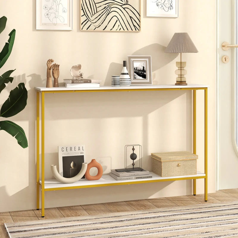 44 Inch Console Table with Shelf with Dual Anti-Tipping Kits by DirectDeals