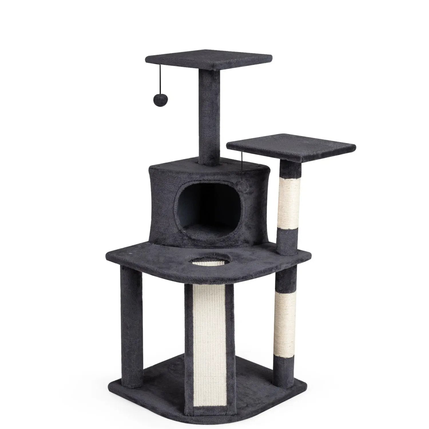 44 Inch Tall Kitten Tower with Condo and 2 Plush Perches by DirectDeals