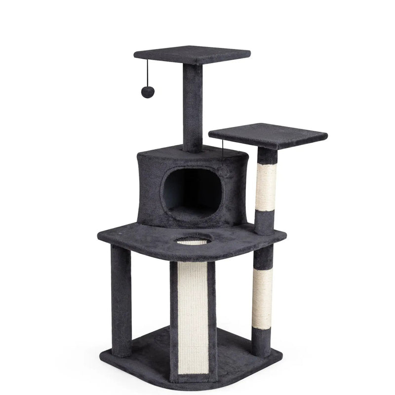 44 Inch Tall Kitten Tower with Condo and 2 Plush Perches by DirectDeals