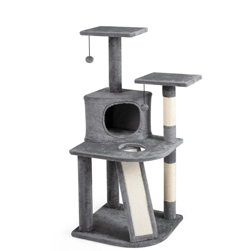 44 Inch Tall Kitten Tower with Condo and 2 Plush Perches by DirectDeals