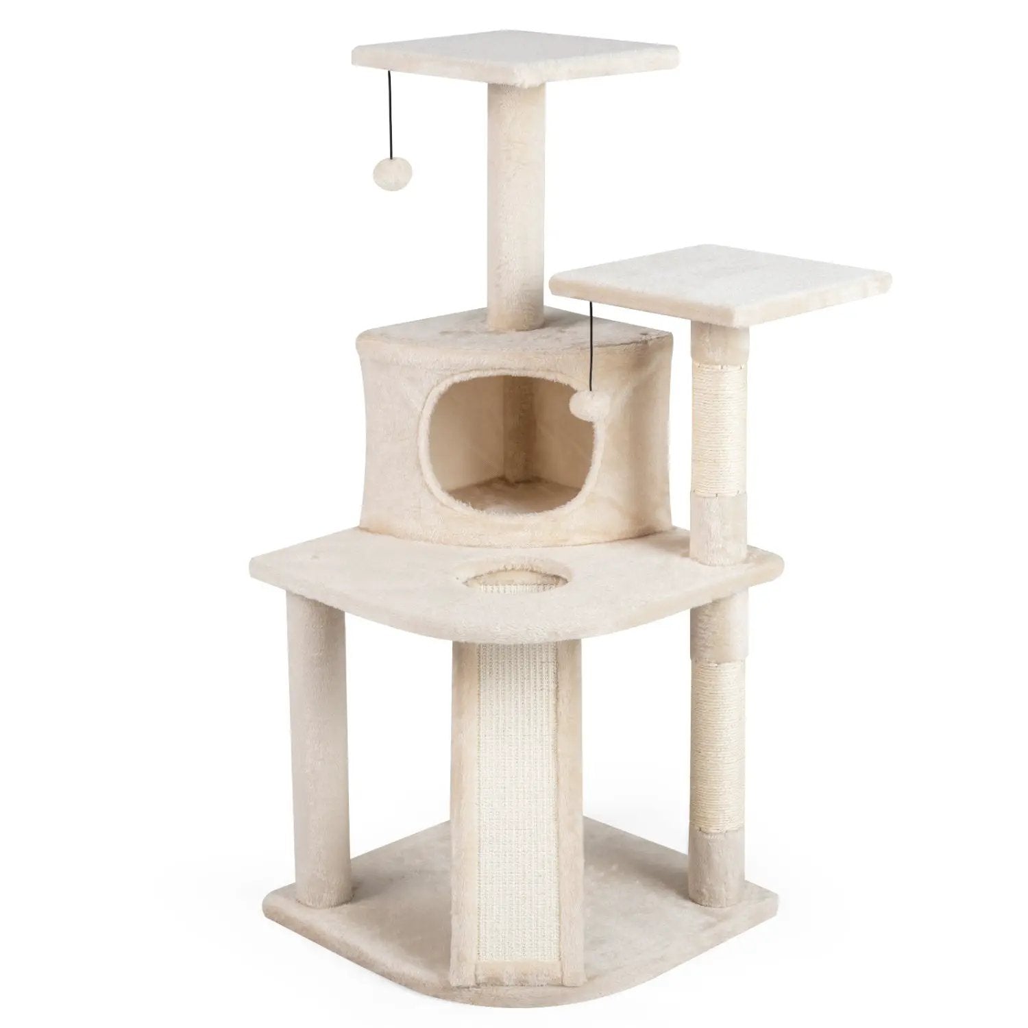 44 Inch Tall Kitten Tower with Condo and 2 Plush Perches by DirectDeals