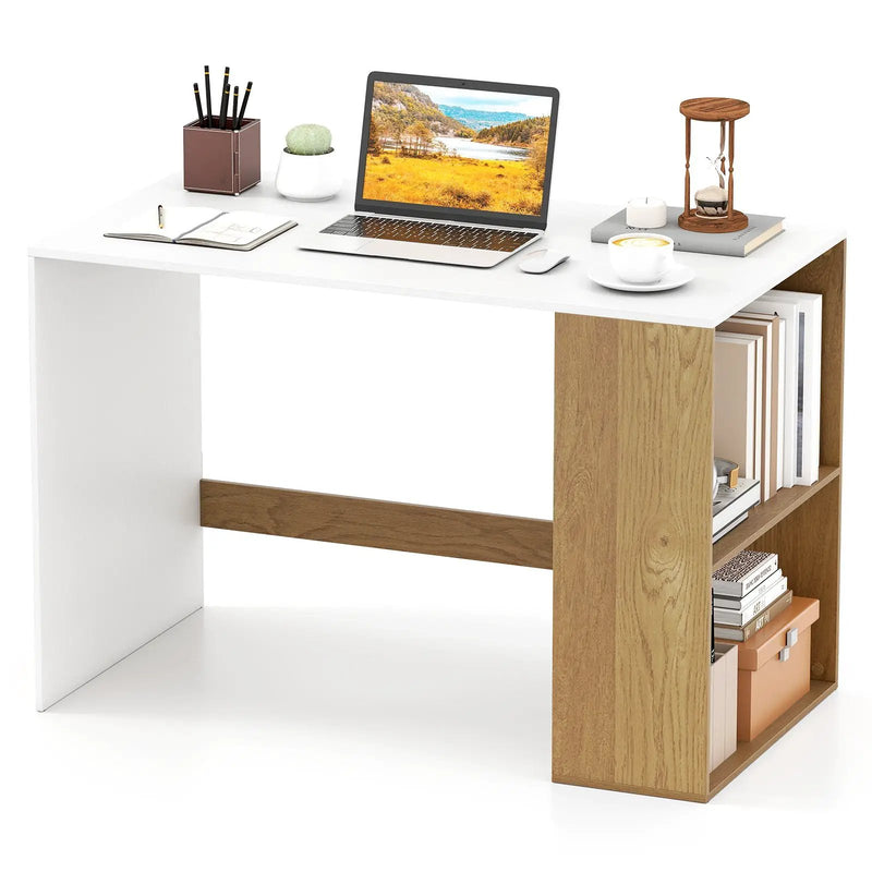 44 Inch Wooden Computer Desk with Bookshelf for Small Space by DirectDeals