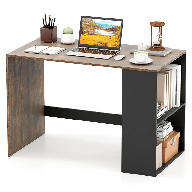 44 Inch Wooden Computer Desk with Bookshelf for Small Space by DirectDeals