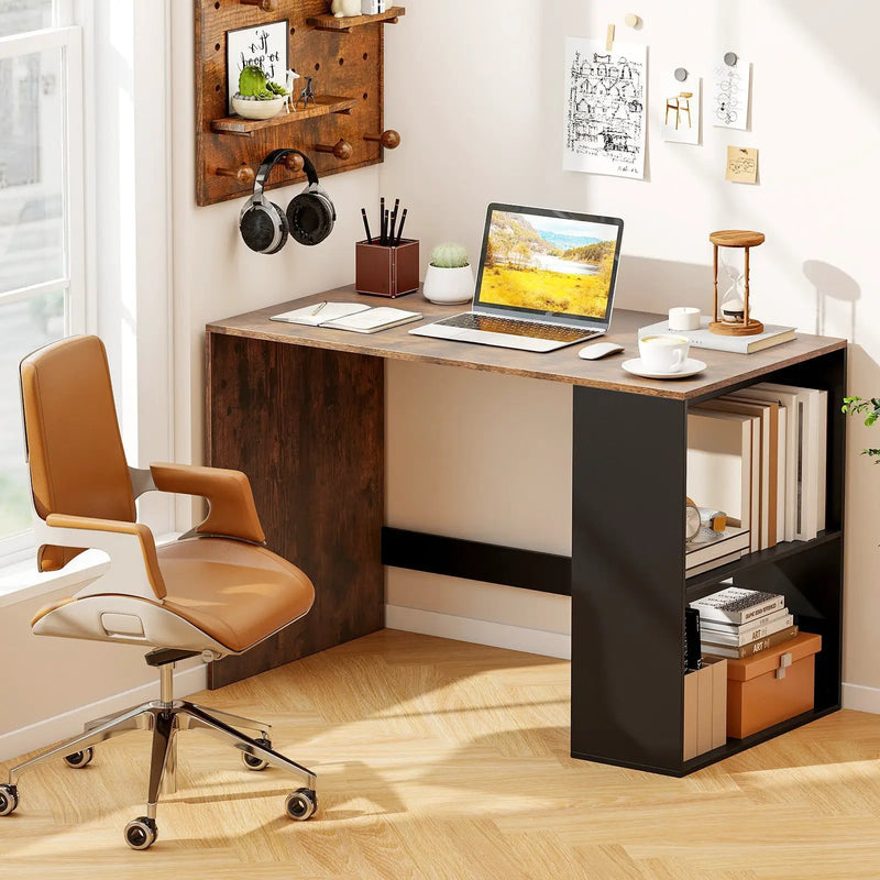 44 Inch Wooden Computer Desk with Bookshelf for Small Space by DirectDeals