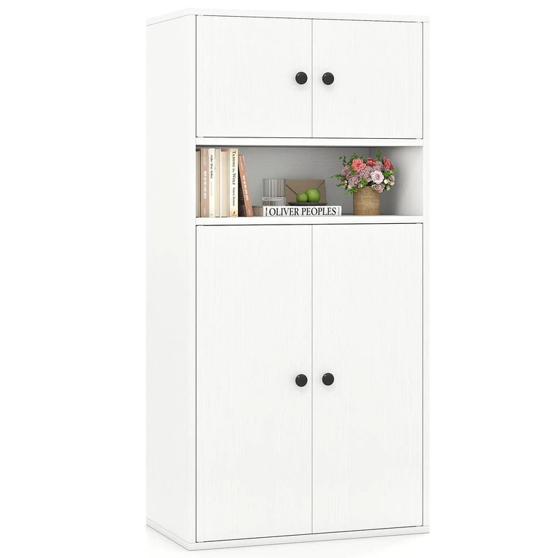 44 Inches Tall Bookshelf with Doors and Adjustable Shelf by DirectDeals
