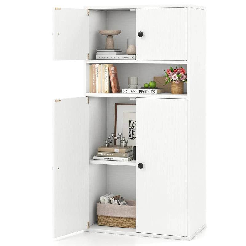 44 Inches Tall Bookshelf with Doors and Adjustable Shelf by DirectDeals