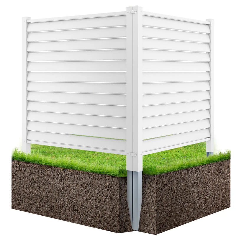 44 x 45 Inch Vinyl Picket Fence Panels with Metal Ground Stakes-White by DirectDeals