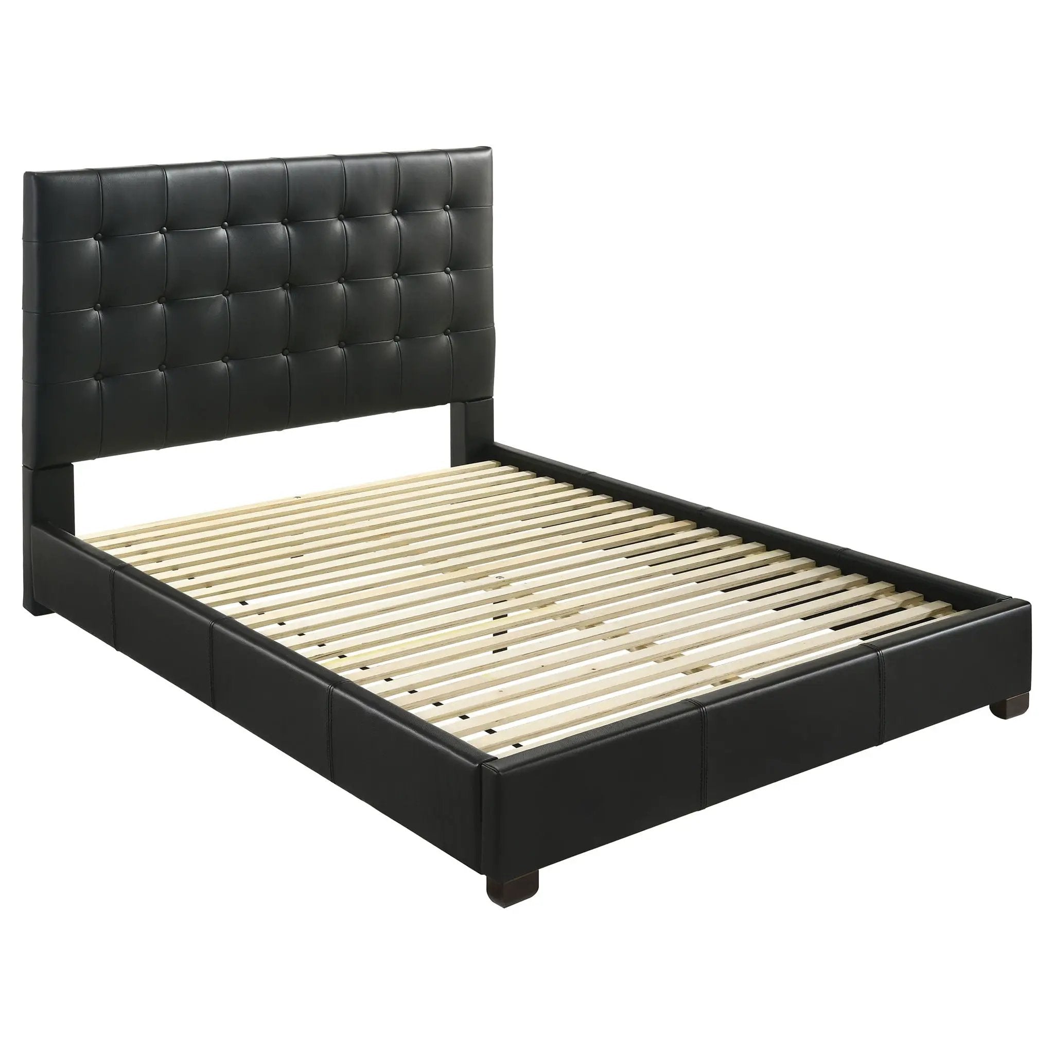 Medley Genuine Leather Queen Panel Platform Bed Black by Unique Piece Furniture