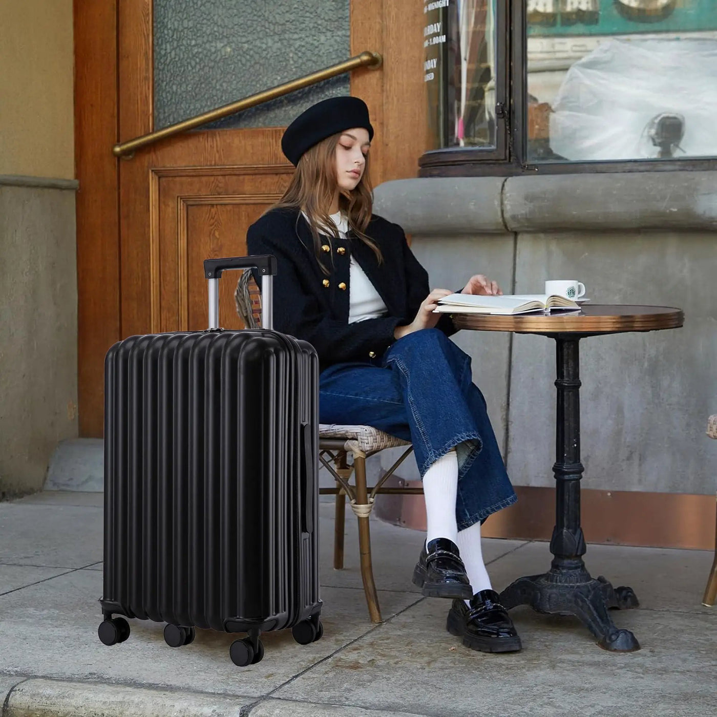 20" / 24" / 28" 3 Pieces / Set Spinner Wheel Luggage, Carry On Suitcase, With Cup Holder & USB Port & Phone Holder by HouseOfZazla